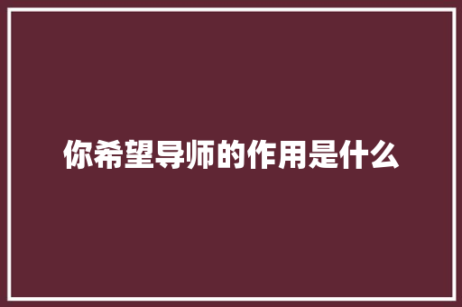 你希望导师的作用是什么
