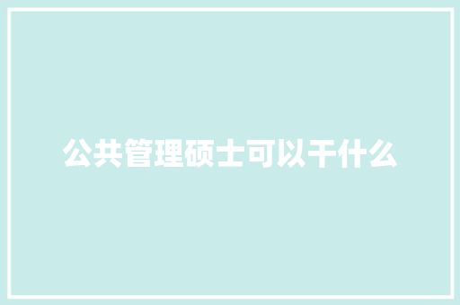 公共管理硕士可以干什么