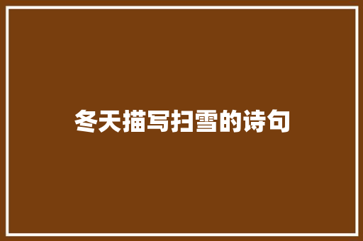 冬天描写扫雪的诗句