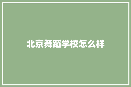 北京舞蹈学校怎么样