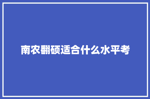南农翻硕适合什么水平考