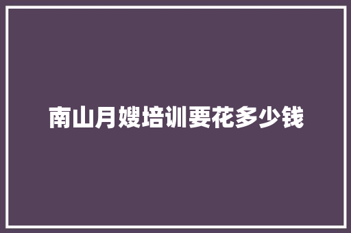 南山月嫂培训要花多少钱