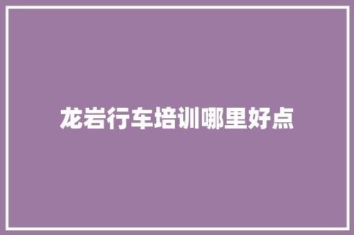 龙岩行车培训哪里好点