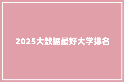 2025大数据最好大学排名