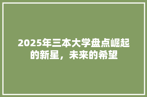 2025年三本大学盘点崛起的新星，未来的希望