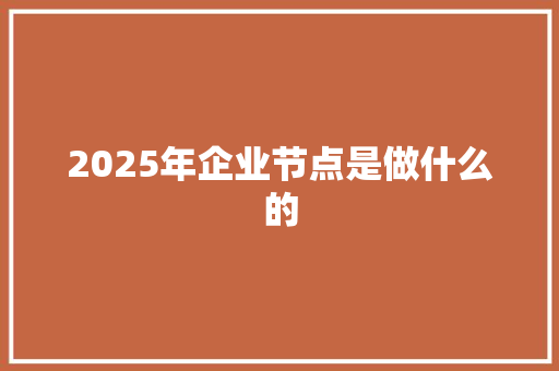 2025年企业节点是做什么的