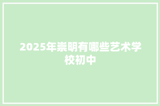 2025年崇明有哪些艺术学校初中