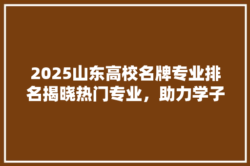 2025山东高校名牌专业排名揭晓热门专业，助力学子择校