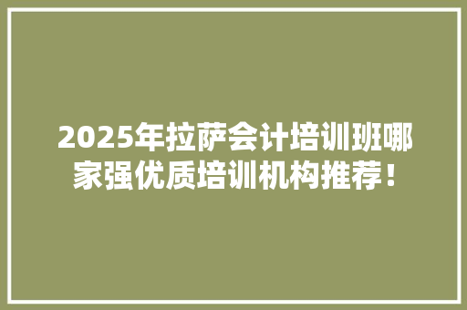 2025年拉萨会计培训班哪家强优质培训机构推荐！