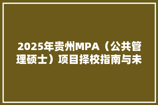 2025年贵州MPA（公共管理硕士）项目择校指南与未来发展
