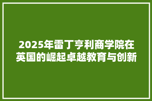 2025年雷丁亨利商学院在英国的崛起卓越教育与创新实力的完美融合