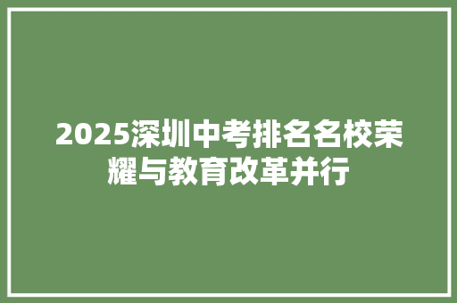 2025深圳中考排名名校荣耀与教育改革并行