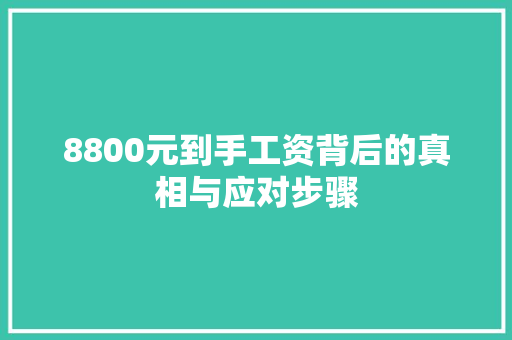 8800元到手工资背后的真相与应对步骤