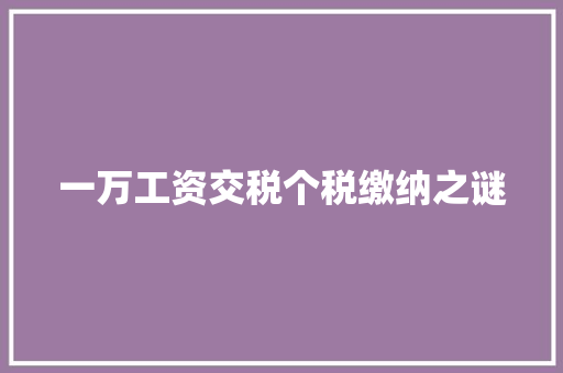 一万工资交税个税缴纳之谜
