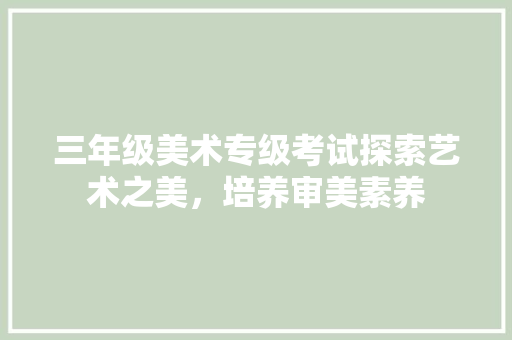 三年级美术专级考试探索艺术之美，培养审美素养
