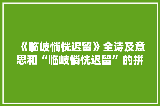 《临岐惝恍迟留》全诗及意思和“临岐惝恍迟留”的拼音注释