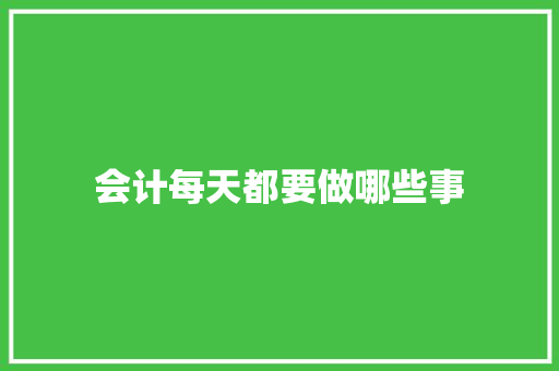 会计每天都要做哪些事