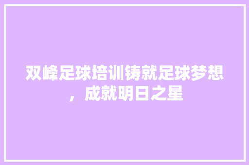 双峰足球培训铸就足球梦想，成就明日之星
