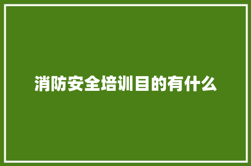 消防安全培训目的有什么