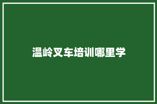 温岭叉车培训哪里学