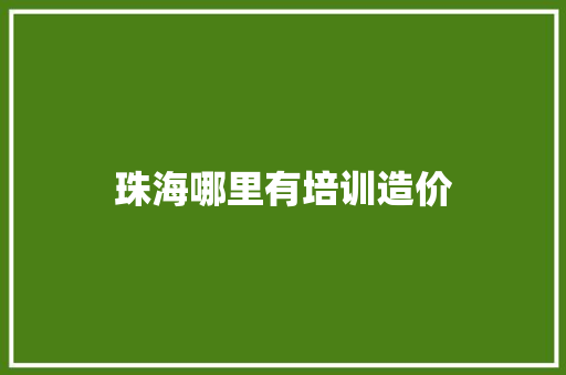 珠海哪里有培训造价
