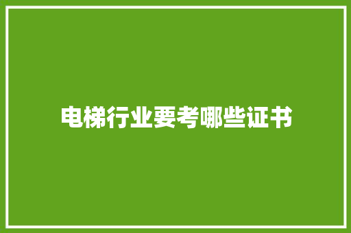 电梯行业要考哪些证书