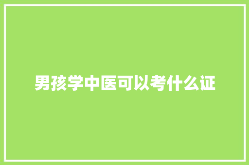 男孩学中医可以考什么证