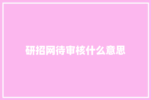 研招网待审核什么意思