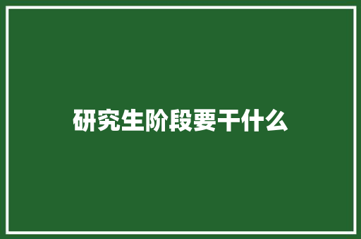 研究生阶段要干什么