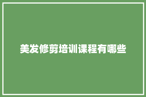 美发修剪培训课程有哪些