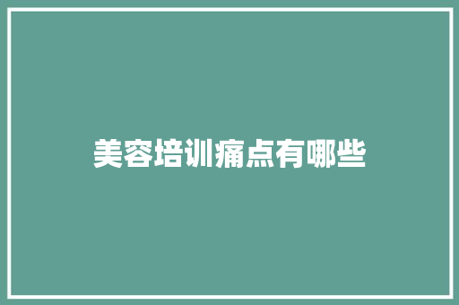 美容培训痛点有哪些 工作总结