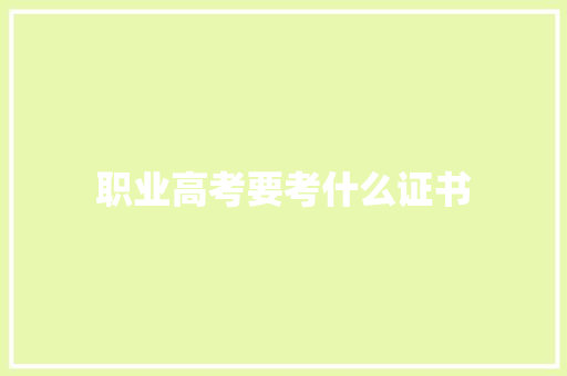 职业高考要考什么证书