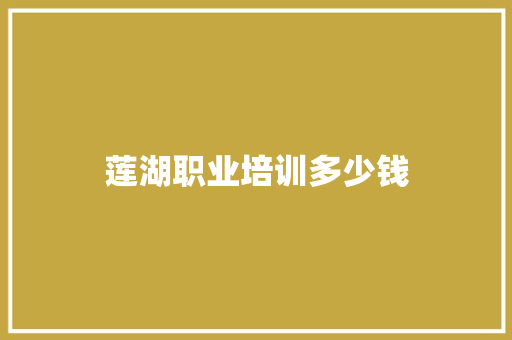 莲湖职业培训多少钱 工作总结