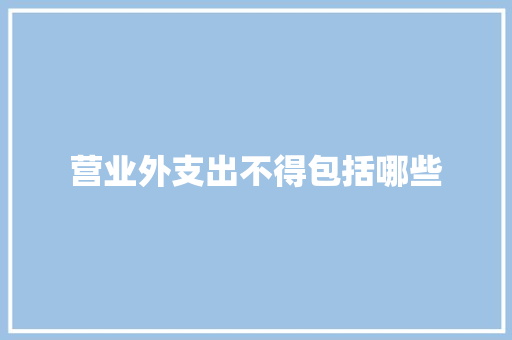 营业外支出不得包括哪些