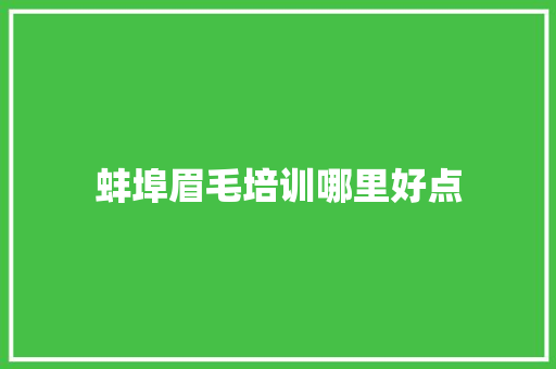 蚌埠眉毛培训哪里好点