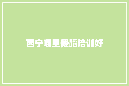 西宁哪里舞蹈培训好