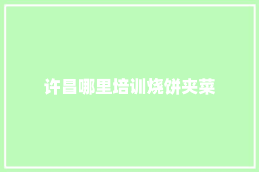 许昌哪里培训烧饼夹菜