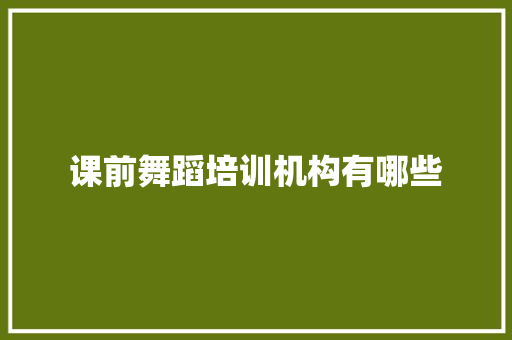 课前舞蹈培训机构有哪些