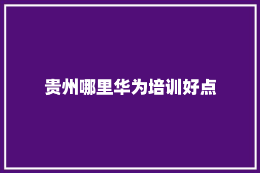贵州哪里华为培训好点