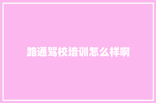 路通驾校培训怎么样啊