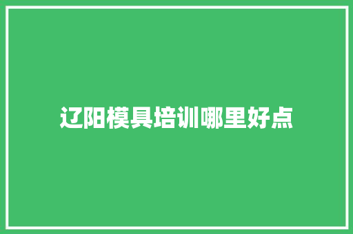 辽阳模具培训哪里好点