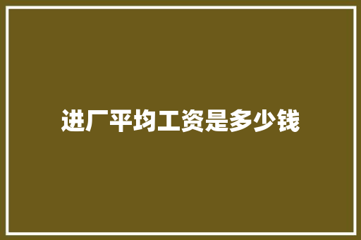 进厂平均工资是多少钱