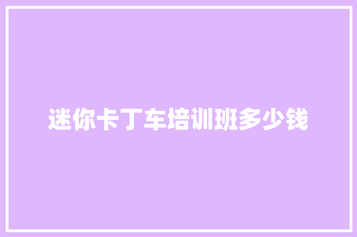 迷你卡丁车培训班多少钱