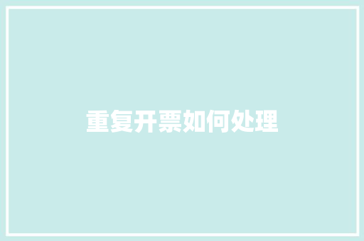 重复开票如何处理