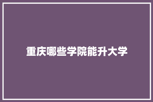 重庆哪些学院能升大学