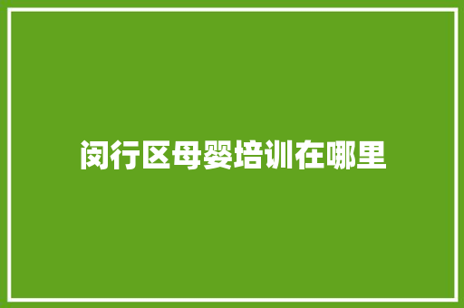 闵行区母婴培训在哪里