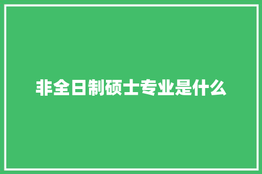 非全日制硕士专业是什么