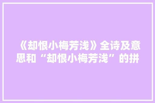 《却恨小梅芳浅》全诗及意思和“却恨小梅芳浅”的拼音注释