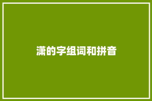 潇的字组词和拼音
