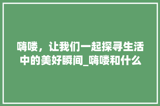 嗨喽，让我们一起探寻生活中的美好瞬间_嗨喽和什么字组词